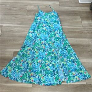 Lilly Pulitzer Tropical Blue and Green Maxi Dress